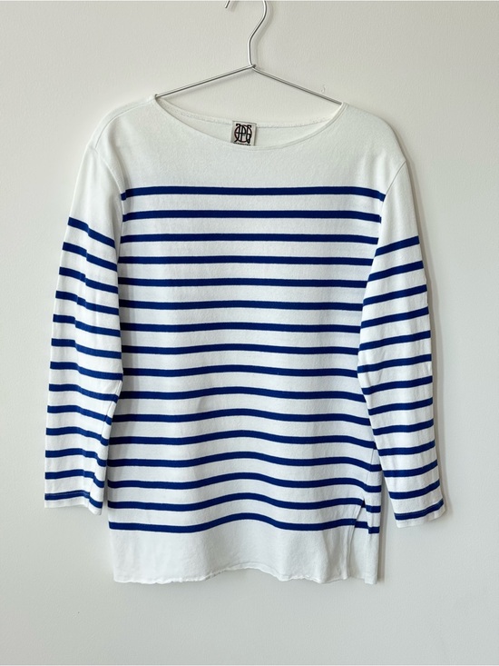 Jean Paul Gaultier Tops - JPG by Gaultier White and Blue Striped Breton Cotton LS T-Shirt - Made in Italy
